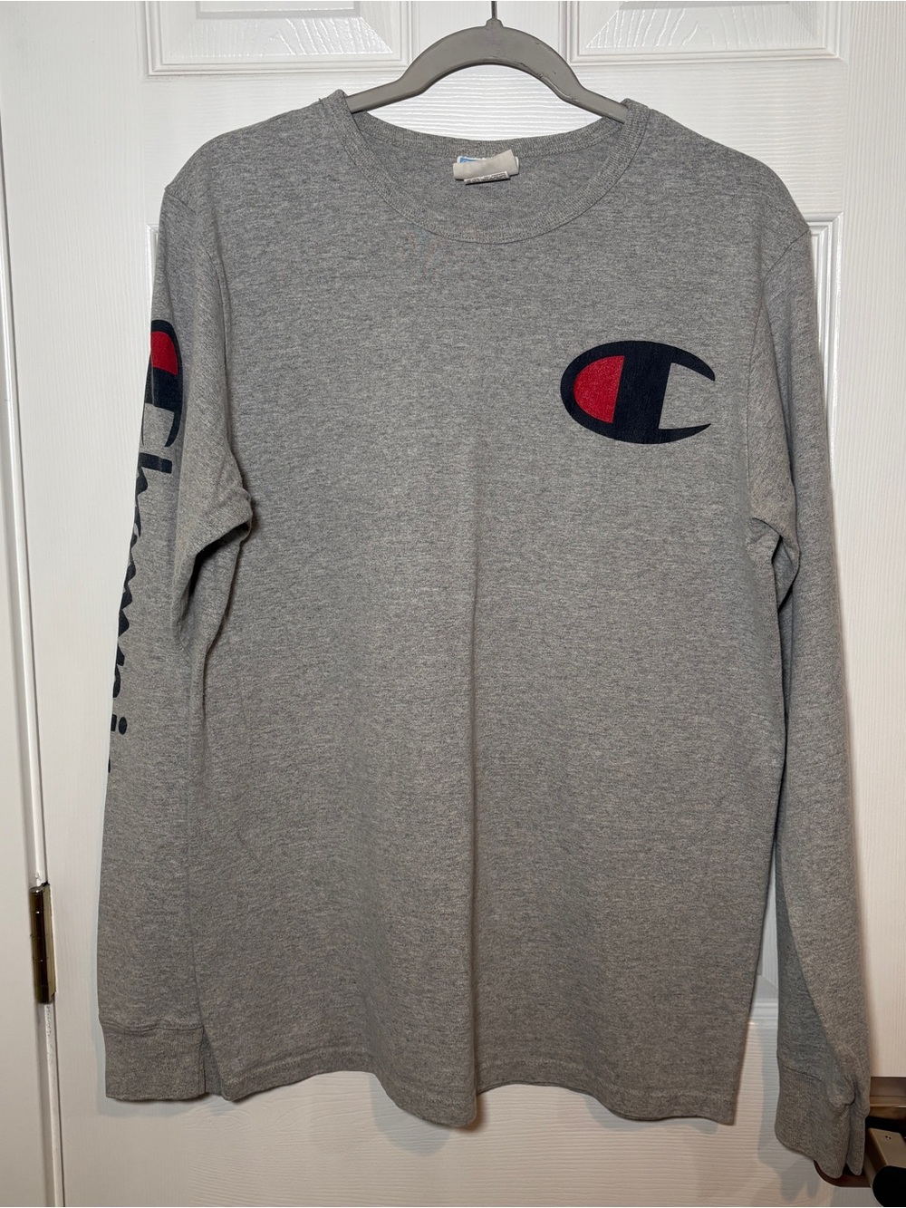 Champion Heritage Gray Big C Long Sleeve Tee T-Shirt Large